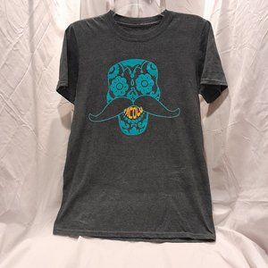 Tacolu Turquoise Skull with Mustache #LUval 08 Women’s Small Gray T-Shirt